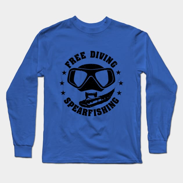 Free Diving Spearfishing Scuba Diver Long Sleeve T-Shirt by HiDearPrint